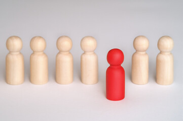 People standing out from the crowd. Human resource, Talent management, Recruitment employee, Successful business team leader. red figure, leadership concept. Leader standing out from the crown