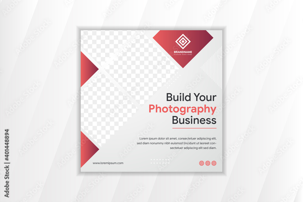 Aufkleber abstract square banner template design with example of headline is build your photography business. 