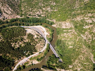 Aerial view of Kresna Gorge, Bulgaria