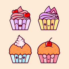 muffin and cupcake in cute style