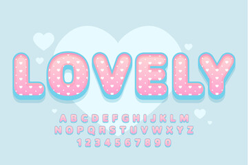 decorative lovely Font and Alphabet with heart pattern