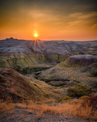 Sunrise over the colorful Badlands
