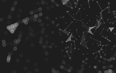 Abstract background. Molecules technology with polygonal shapes, connecting dots and lines. Connection structure. Big data visualization.