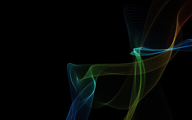 Dark abstract background with a glowing abstract waves