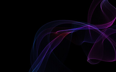 Dark abstract background with a glowing abstract waves