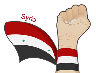 The spirit of struggle to defend the country by raising the Syria national flag