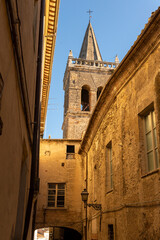 bell tower of the collegiate church of San NIcolo in the center of the town of Collescipoli