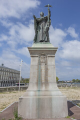 Bronze Statue of Cardinal Charles Martial Lavigerie (1898) in Place du Reduit. Bayonne, Department...