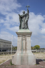 Fototapeta na wymiar Bronze Statue of Cardinal Charles Martial Lavigerie (1898) in Place du Reduit. Bayonne, Department of Pyrenees-Atlantiques, Nouvelle-Aquitaine region, France.