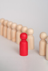 People standing out from the crowd. Human resource, Talent management, Recruitment employee, Successful business team leader. red figure, leadership concept. Leader standing out from the crown