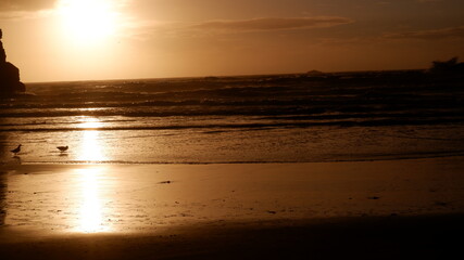 Cloudy sunset over the mountains and sea