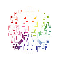 Digital human brain vector logo concept design. Brain connection logo design.