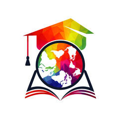 International education concept design. Education globe icon logo vector template.