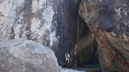 Rocks in the beach with sunlights