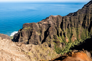 cliffs of kauai at the coast