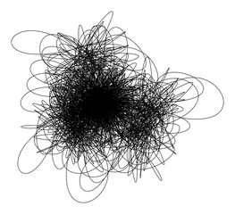Tangled string mess flat illustration. Vector style is a flat image of tangled string mess on a white background.