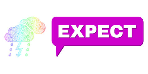 Expect and thunderstorm vector. Spectrum vibrant net thunderstorm, and chat Expect cloud frame. Chat colored Expect bubble has shadow.