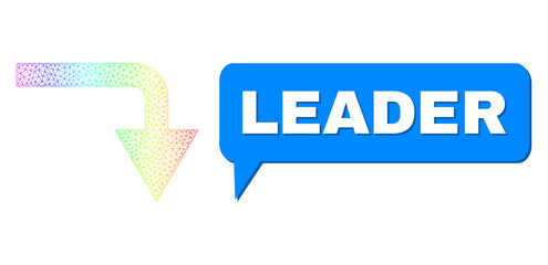 Leader and turn down vector. Spectral colorful mesh turn down, and speech Leader cloud frame. Speech colored Leader cloud has shadow.