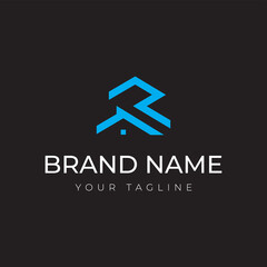 real estate. architectural. construction R logo design minimalist and modern concept 