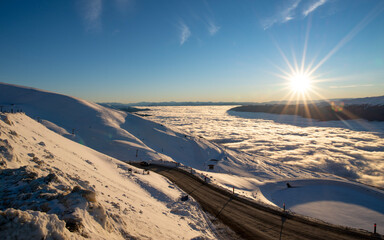 sunrise, road to Cardrona, NZ. 