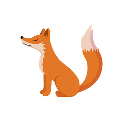  Red fox isolated on white background. Kids illustration of a forest animal in a flat style. Stock vector illustration.