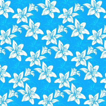 Hawaiian Flowers Seamless Background Pattern
