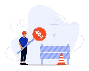 Vector Illustration, Website under construction Concept, Showing 404 internet connection problem message, Suitable for landing page, UI, web, App intro card, editorial, flyer, and banner
