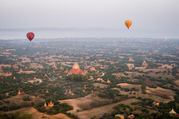 hot air balloons and temple