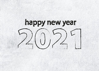 happy new year wishes for 2021 on white structured paper
