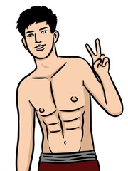 Fototapeta premium cartoon cute man on white background