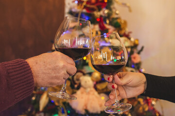 Two glasses making cheers