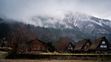 Japan in the mountains. Shirakawago