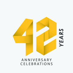 42 year anniversary vector template.