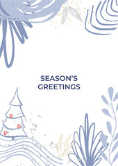 Fototapeta na wymiar Abstract creative universal artistic templates. Ornate Merry Christmas greeting cards. Trendy square Winter Holidays art templates.