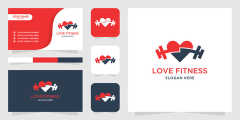 Love fitness location logo and business card template