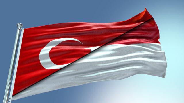 Double Flag Turkey vs Singapore flag waving flag with texture background