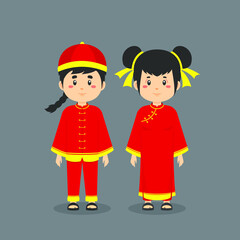 Couple Character Wearing Chinese Traditionall Dress