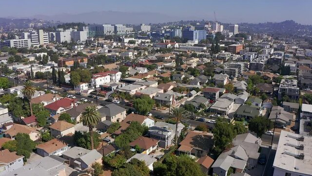 Aerial wide shot of East Hollywood. HD at 60 FPS.