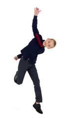 Stylish boy jumping and having fun