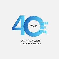 40 Years Anniversary Celebrations Blue Gradient Vector Template Design Illustration