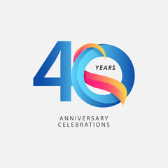 40 Years Anniversary Celebrations Blue Gradient Vector Template Design Illustration
