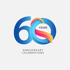 Obraz premium 60 Years Anniversary Celebrations Blue Gradient Vector Template Design Illustration
