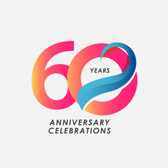 60 Years Anniversary Celebrations Gradient Vector Template Design Illustration