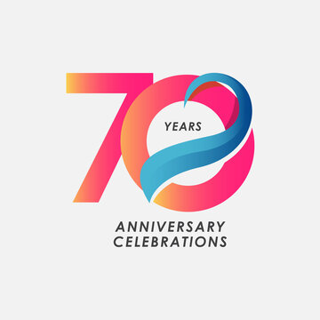 70 Years Anniversary Celebrations Gradient Vector Template Design Illustration