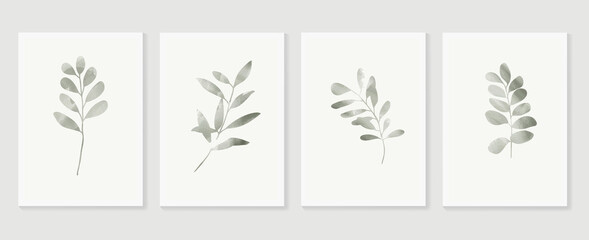 Botanical wall art vector set. Earth tone boho foliage line art drawing with  abstract shape.  Abstract Plant Art design for wall framed prints, canvas prints, poster, home decor, cover, wallpaper. © TWINS DESIGN STUDIO