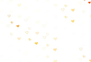 Light Orange vector template with doodle hearts.