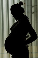 Forever love concept, Silhouette of Women pregnant prepare to be a new mom.