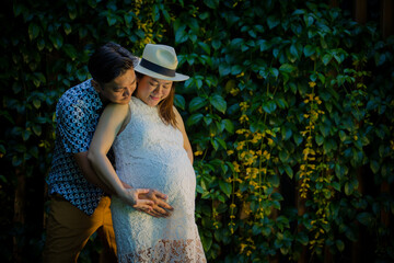 Forever love concept, Women pregnant and young couple. They are Prepare to be a new parent.
