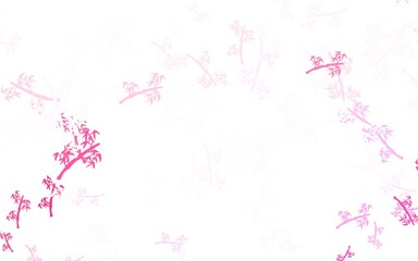 Light Pink vector doodle template with branches.
