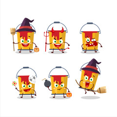 Halloween expression emoticons with cartoon character of yellow paint bucket
